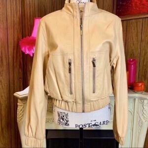 Pasha + Jo Soft Cream Color Leather Jacket